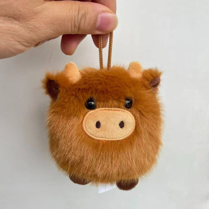 Highland Cow Mini Keychain - Tiny Plush Cattle Charm