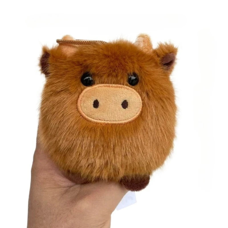 Highland Cow Mini Keychain - Tiny Plush Cattle Charm