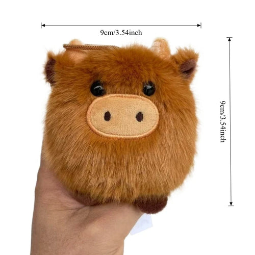 Highland Cow Mini Keychain - Tiny Plush Cattle Charm