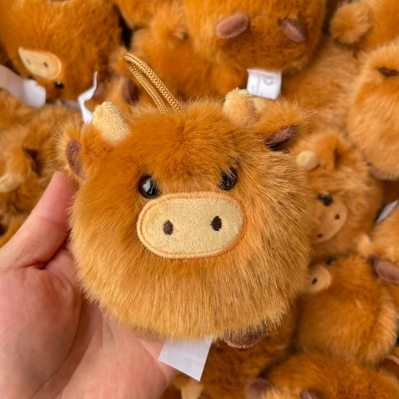 Highland Cow Mini Keychain - Tiny Plush Cattle Charm
